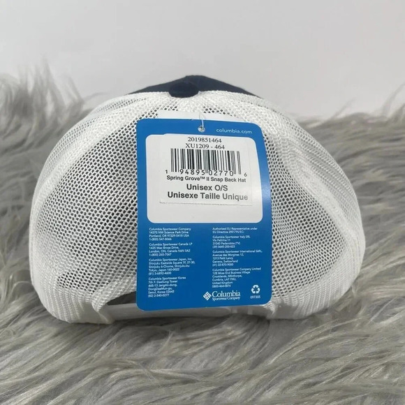 Columbia Hat Navy Blue White Mesh Snapback Baseball Cap Hiking Outdoor Range New - Picture 8 of 13